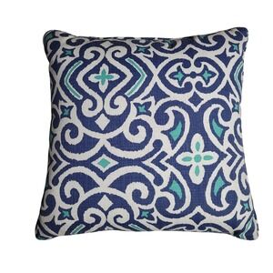 Pillow‎ Perfect Indoor Outdoor Square Pillow 18.5x18.5 Blue Teal White